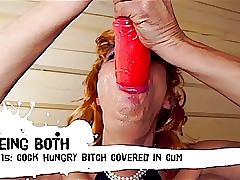 15 Trailer-Cock greedy bitch facialed in cum after blowing phat dildos - BeingBoth - Remastered